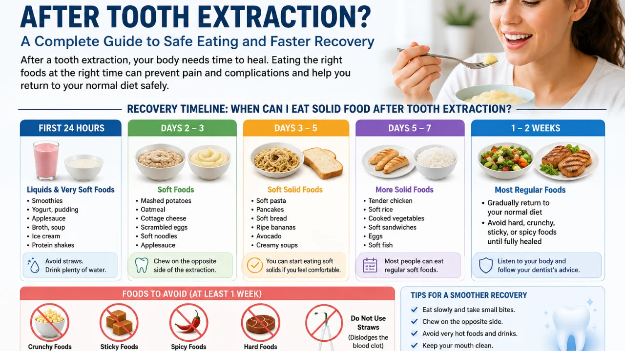 when can i eat solid food after tooth extraction